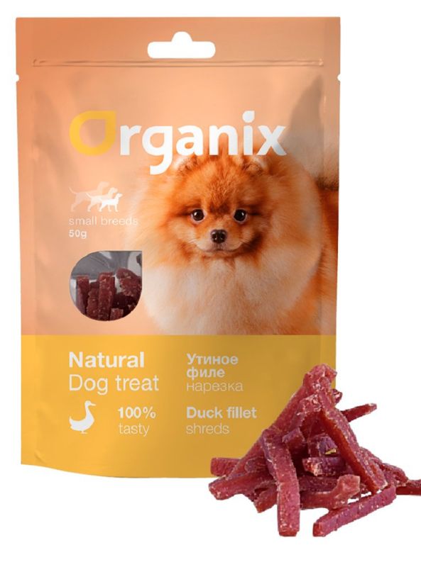 ORGANIX Treat for dogs of small breeds “Sliced duck fillet” (100% meat) 50 g